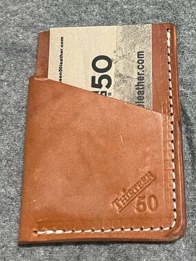Thirteen 50 Brown Leather Minimalist Card Wallet - Men Accessories
